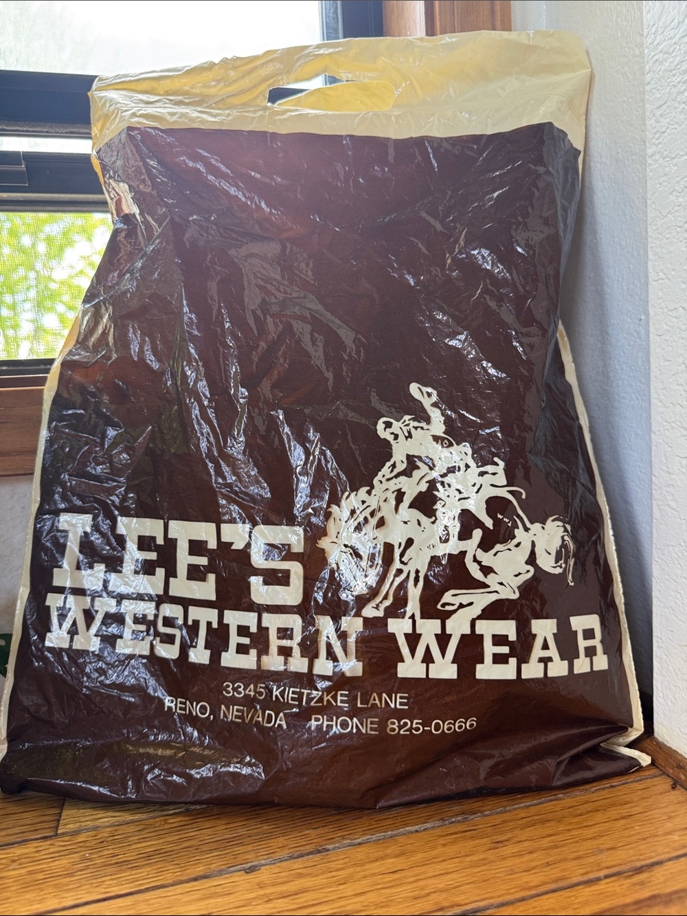 Vintage 1994 Lee’s Western Wear Reno NV Plastic Shopping Bag Prop Ephemera